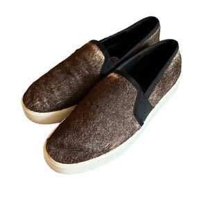 Vince Women’s Brown Essential Berlin Calf Hair Slip On Loafer Sneaker. Size 9.5